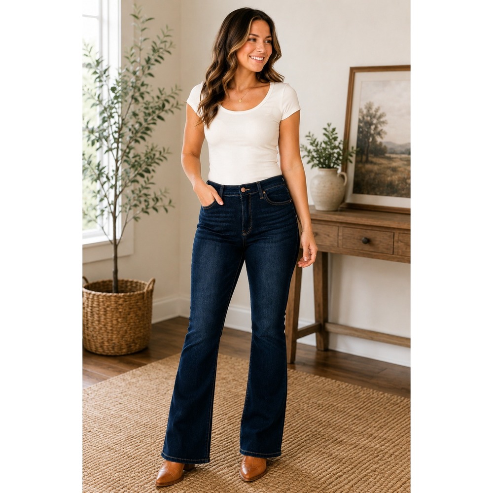 Judy Blue NWT Mid Rise Bootcut Jeans 11/30 Dark Wash Stretch Denim Western